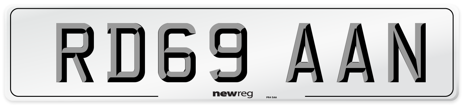 RD69 AAN Number Plate from New Reg